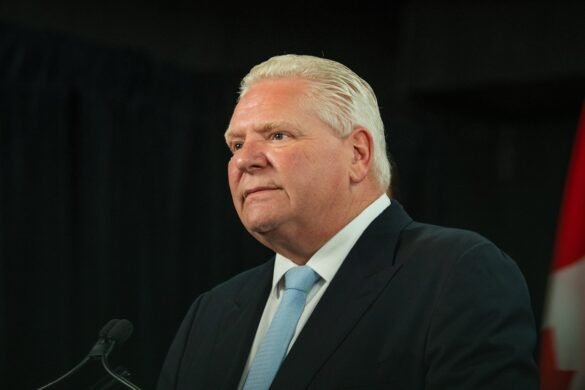 Ontario Premier Doug Ford speaks at a press conference before signing a Memorandum of Understanding with Manitoba Premier Wab Kinew at Queen’s Park in Toronto on Wednesday, May 14, 2025. THE CANADIAN PRESS/Laura Proctor