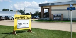 A booth set up in a Canadian election