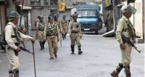 Indian soldiers patrolling in occupied Kashmir