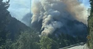 Smoke rises from B.C. forest fires, photo CBC